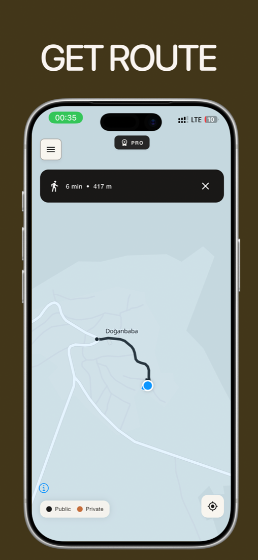 Smoky walking route screen